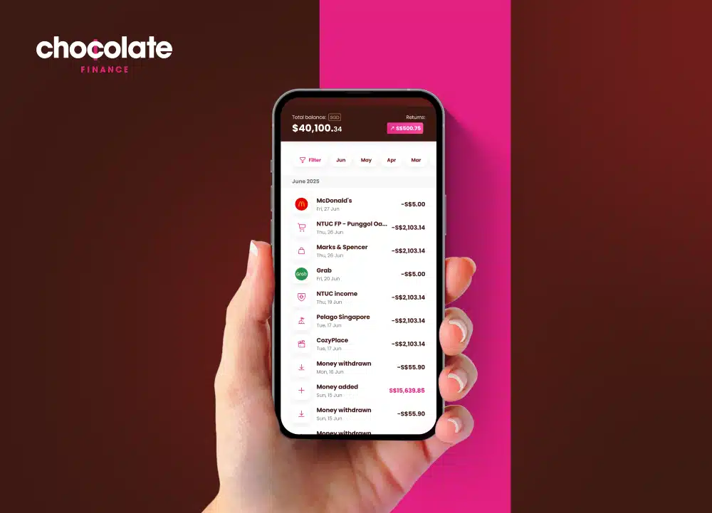 Chocolate Finance app showing clear transactions list