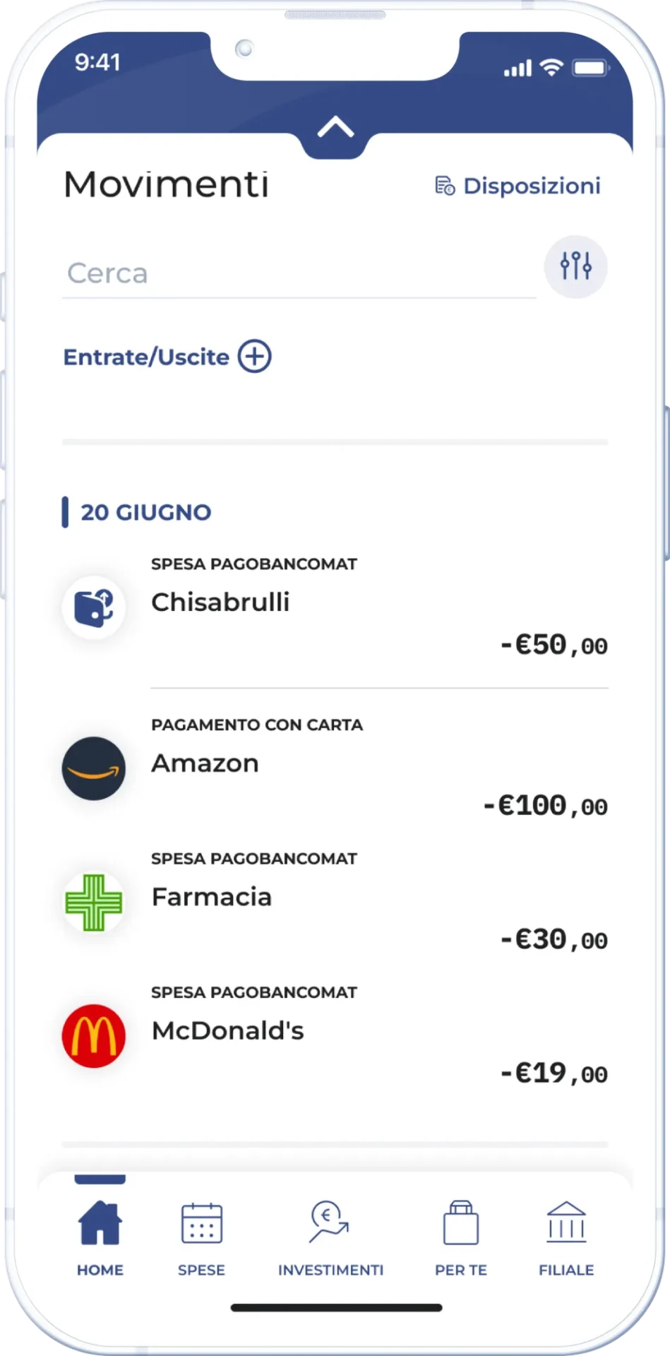 Banco BPM showing merchant enrichment in their banking app