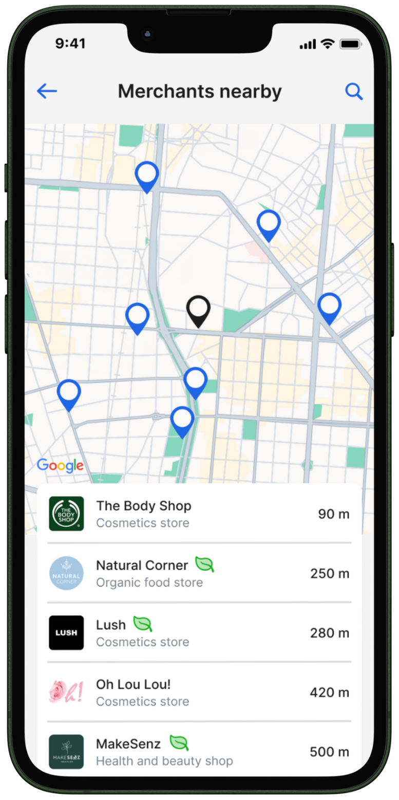 Servicio de banca digital usando datos geolocalizados